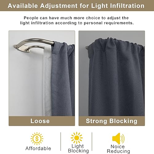 Miniatura 4 de Barra de cortina doble para ventanas de 84 a 120 pulgadas, cortineros opacos para ventana, 1 pulgada, resistentes y ajustables, para oscurecer la