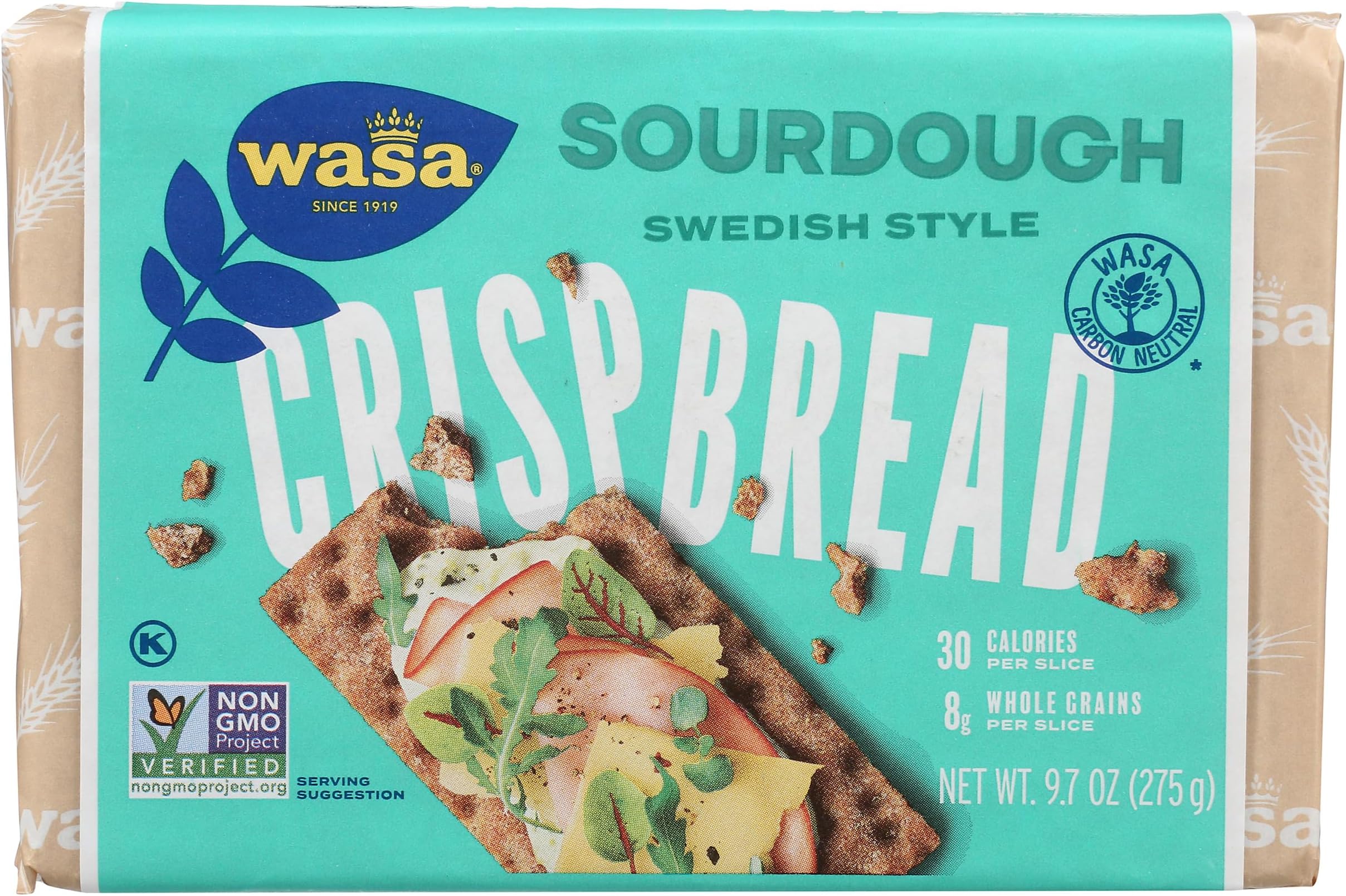 Wasa Sourdough Crispbread, 9.7 oz, Crackers, Non-GMO Ingredients, Good Source of Fiber, Fat Free