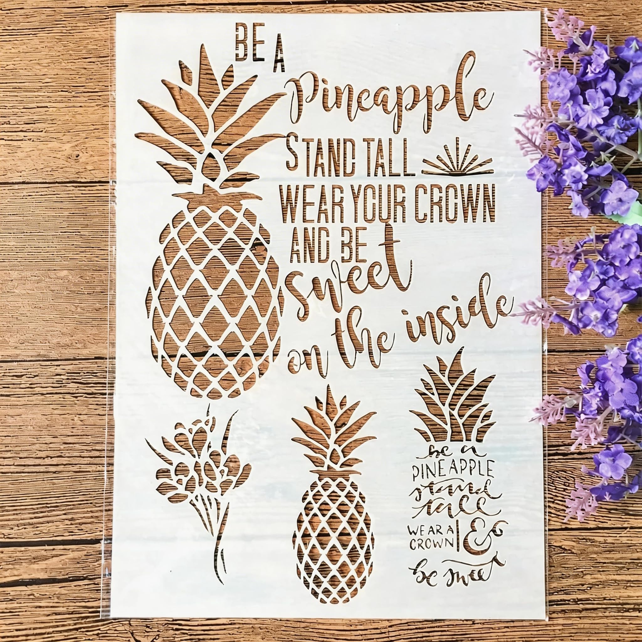 TIAMECH A4 Reusable Pineapple Stencil for Painting - Be a Pineapple Layering Template, DIY Wall Art, Wood Furniture, Scrapbook & Crafts (8.3x11.7inch)