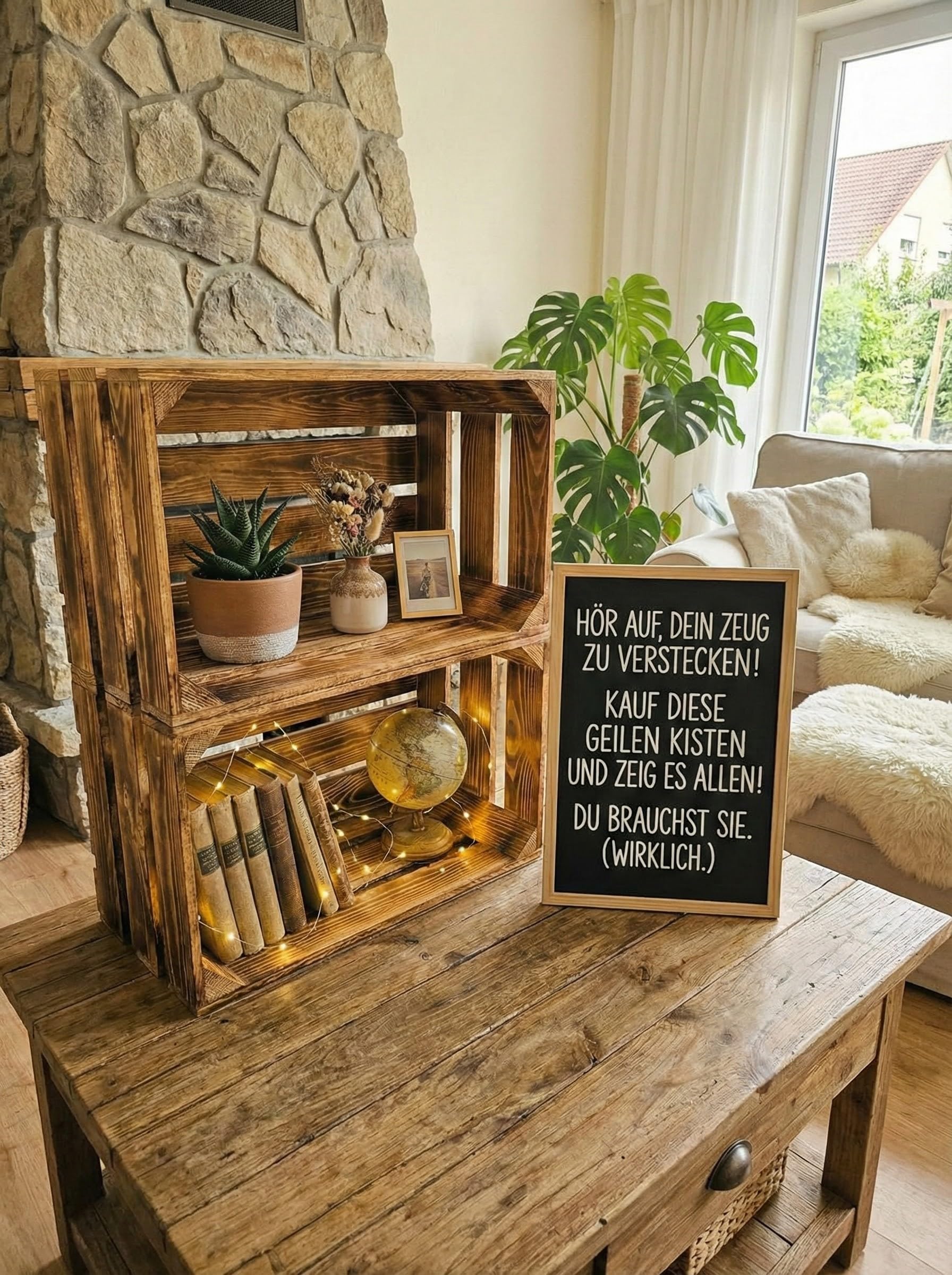 teramico Lot de 9 caisses en Bois Vintage - 40 x 30 x 25 cm - Flammées - Caisses à vin et à Fruits - sans Fond