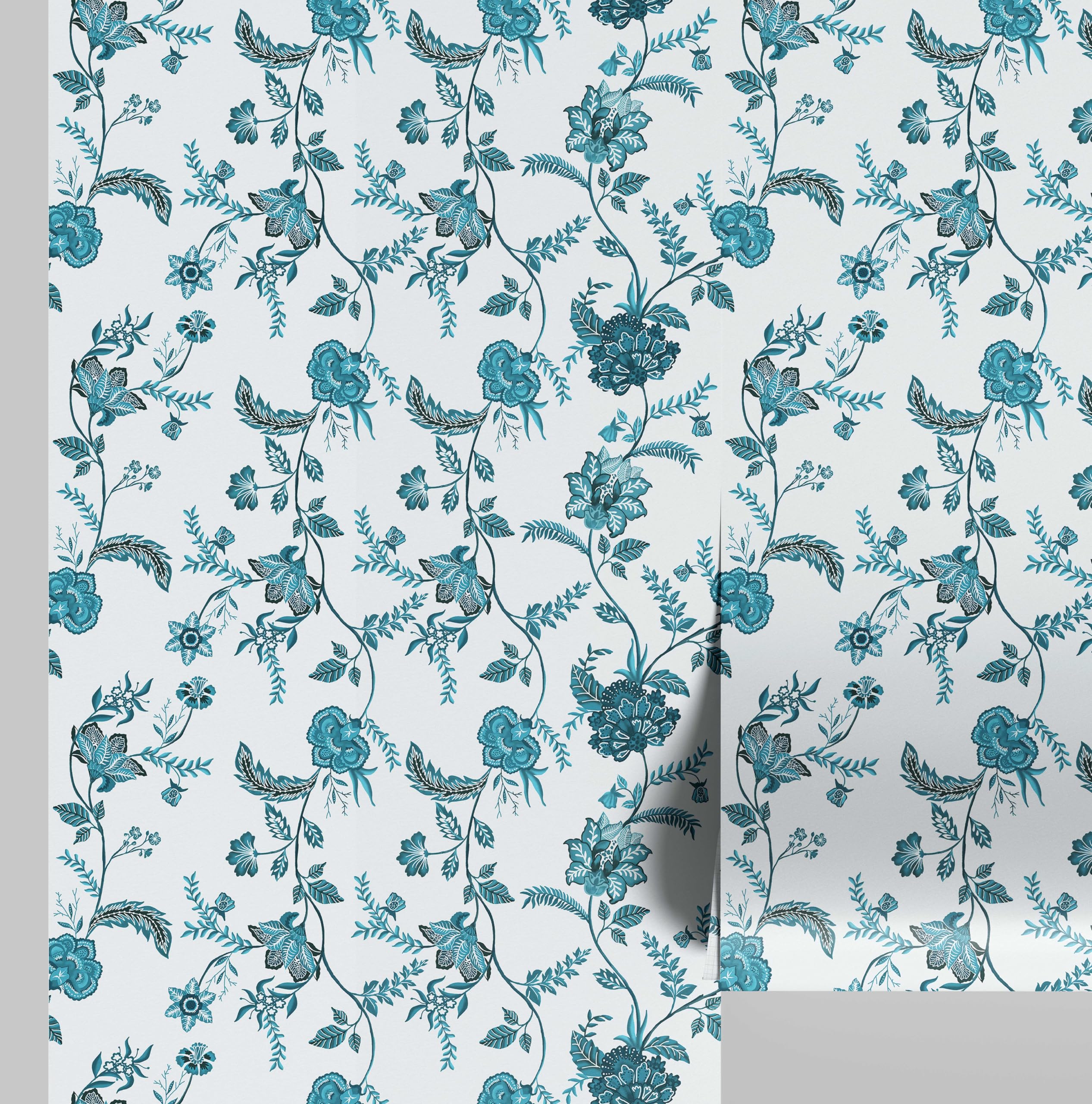 Papier peint floral vigne pour rénover un mur abîmé sans colle S4Sassy vert