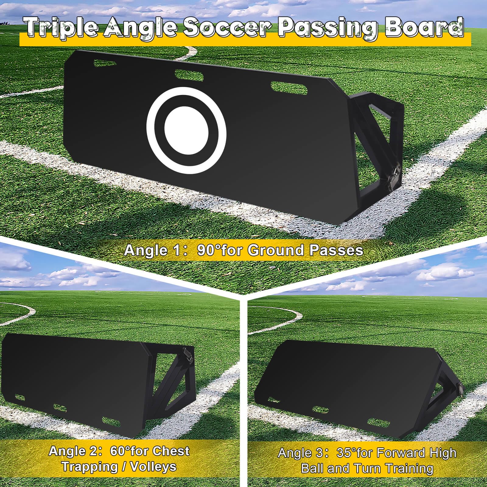 Ugnxery 3-Angle Soccer Rebounder Board, Portable Wall for Passing, Shooting