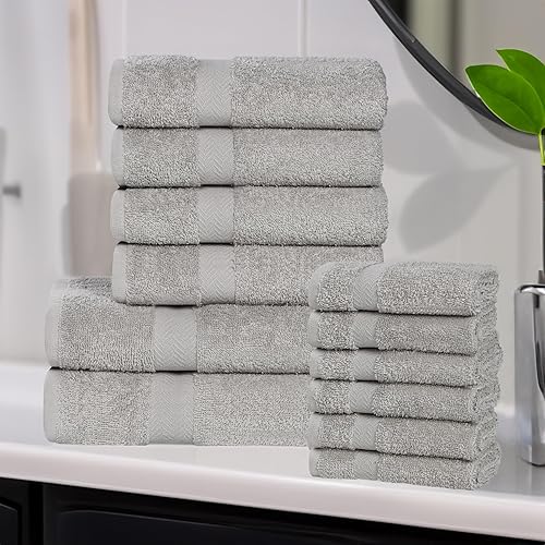 Vista 225 de Superior Juego de toallas de baño de algodón de 2 piezas, toallas grandes para cuerpo, secado rápido, artículos esenciales de baño, baño