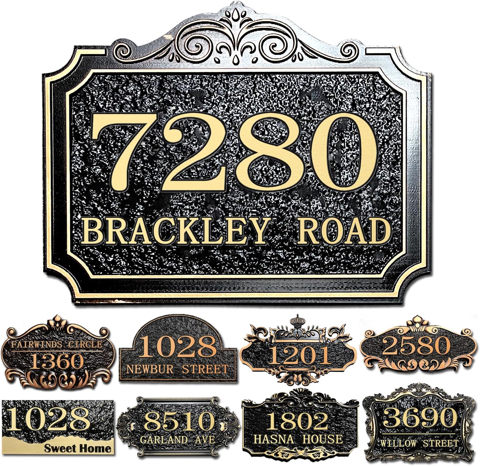Personalized House Address Plaque Custom House Number Sign 12 Inch Acrylic Street Name Plate Customized Antique Brass or Copper Vintage for Home Room Door Wall Outdoor Mailbox