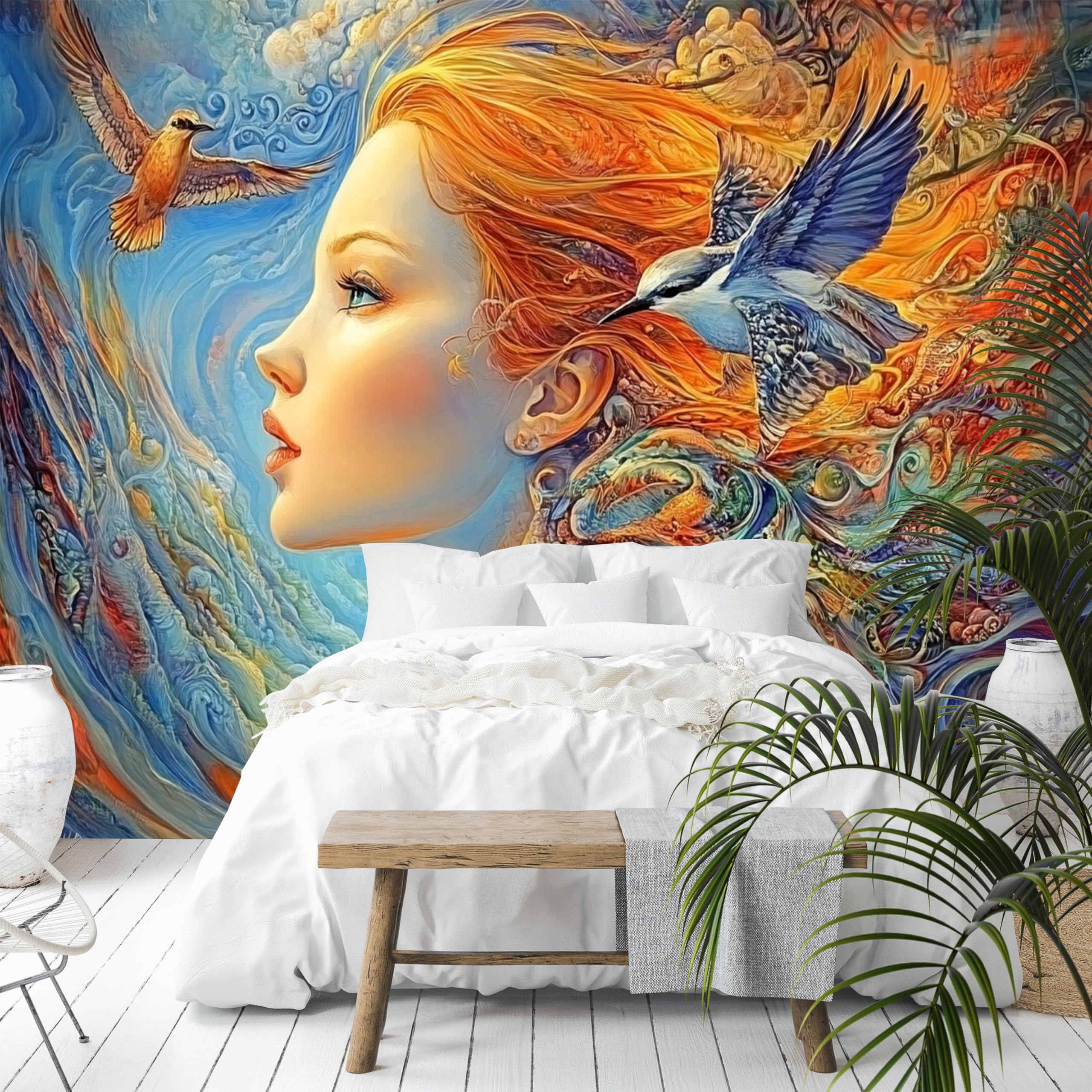 Custom Size Wall Murals - Beauty Relief Wallpaper - Self-Adhesive Removable Stick Wallpaper for Bathroom