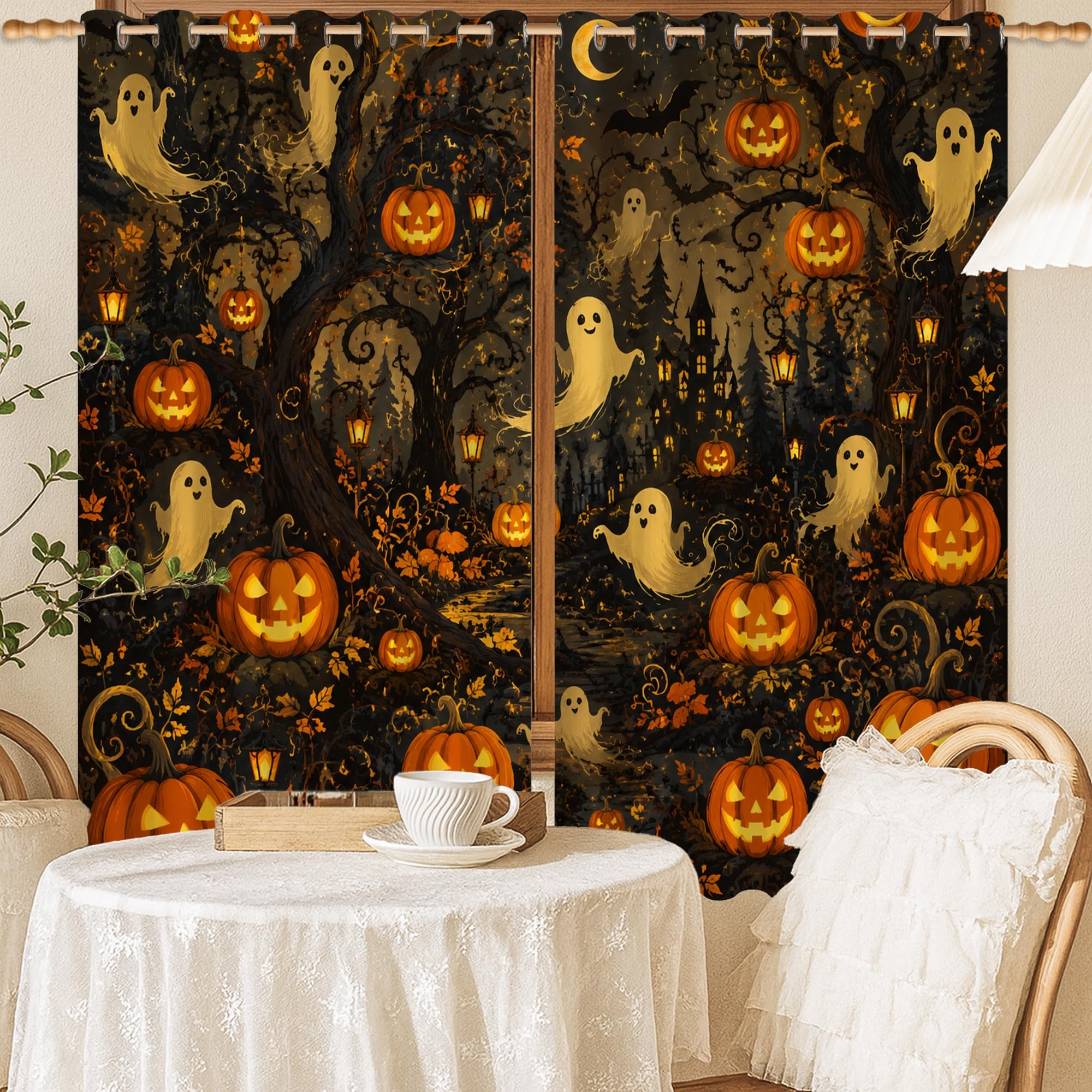 Rideaux occultants fantômes pour salon et chambre d'Halloween