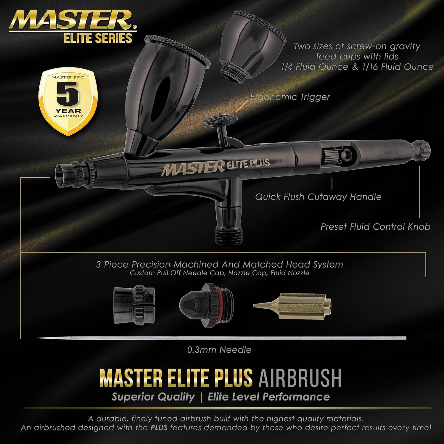Master Airbrush Cool Runner II Dual Fan Air Storage Tank Compressor System Kit with Master Elite Plus Level Performance Airbrush Set, Case, Dual-Action, 0.3mm Tip, 2 Cups, Hose Holder, Filter, Art