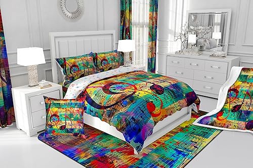 Miniatura 6 de Feelyou Fundas de cojín con temática musical de 18 x 18 pulgadas, juego de 2 fundas de almohada suaves para estilo hippie graffiti, estilo grunge,