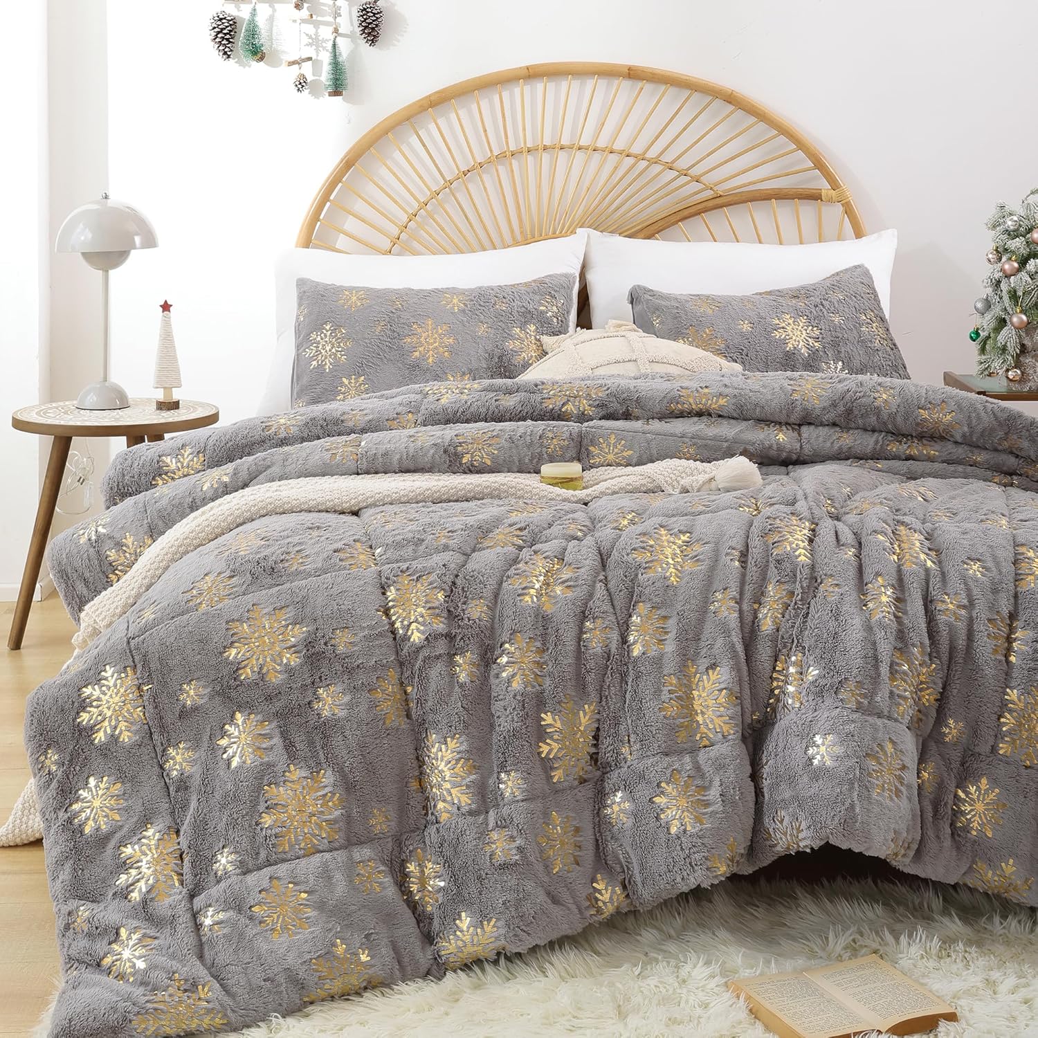 YIRDDEO Queen Comforter Set Light Grey Comforter for Queen