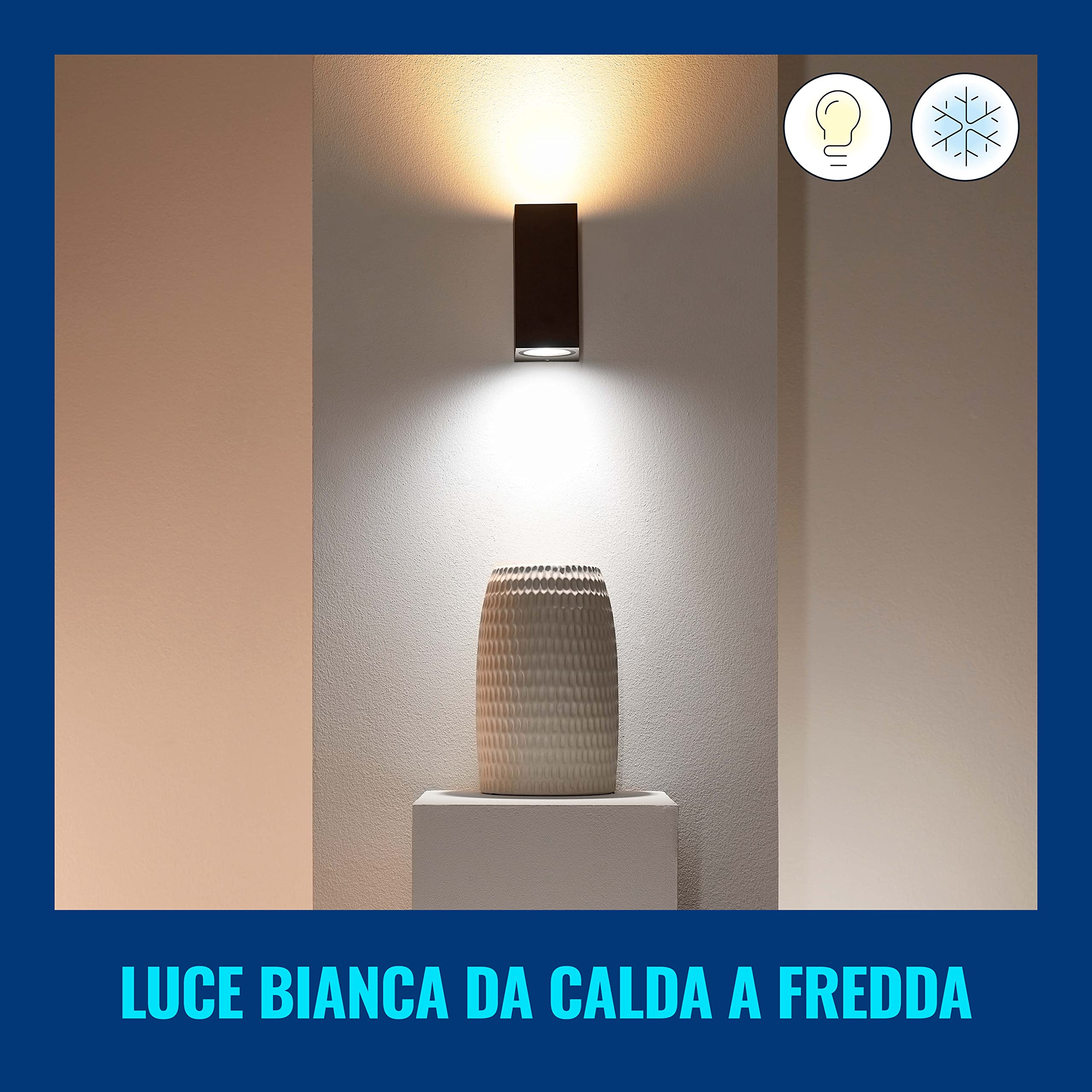 WiZ Lampada da Parete Smart Up and Down, 2 Punti Luce, Luce Bianca e Colorata, 2x5W, Wi-Fi, , Nero, Tecnologia SpaceSense, Controllo Vocale (Alexa, Apple HomeKit, Google Home)