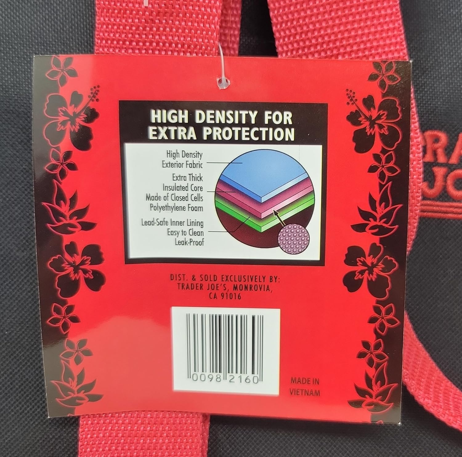 Generic Trader Joe's Large Insulated Cooler Tote Bag, Reusable, Hot/Cold Insulation, Grocery Carry Bag, Cranberry