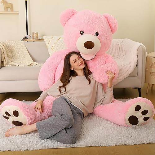 MorisMos Giant Teddy Bear Plush 6ft, Life Size Huge Pink Teddy Bears for Girlfriend, 6 Foot Large Big Stuffed Animal Gifts for Wife, Lover on Valentines, Anniversary, Birthday - Pink - 6 Feet