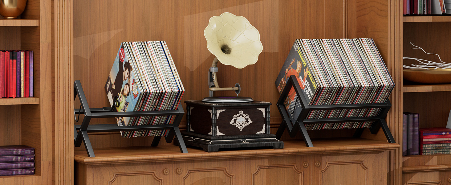 LATAFA Supporto per dischi in vinile, 30 x 22,1 x 18 cm, organizer in vinile per album, scaffale per libri, espositore per album in vinile, scaffale per libri, banconote e posta