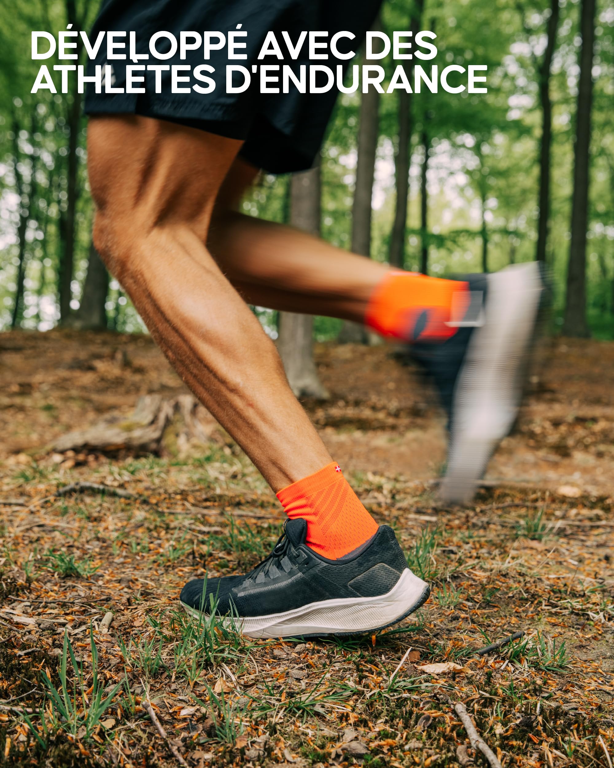 DANISH ENDURANCE Chaussettes de Course Anti-Dérapantes, Support Cheville, Anti-Ampoules, Restent en Place, 2 Paires