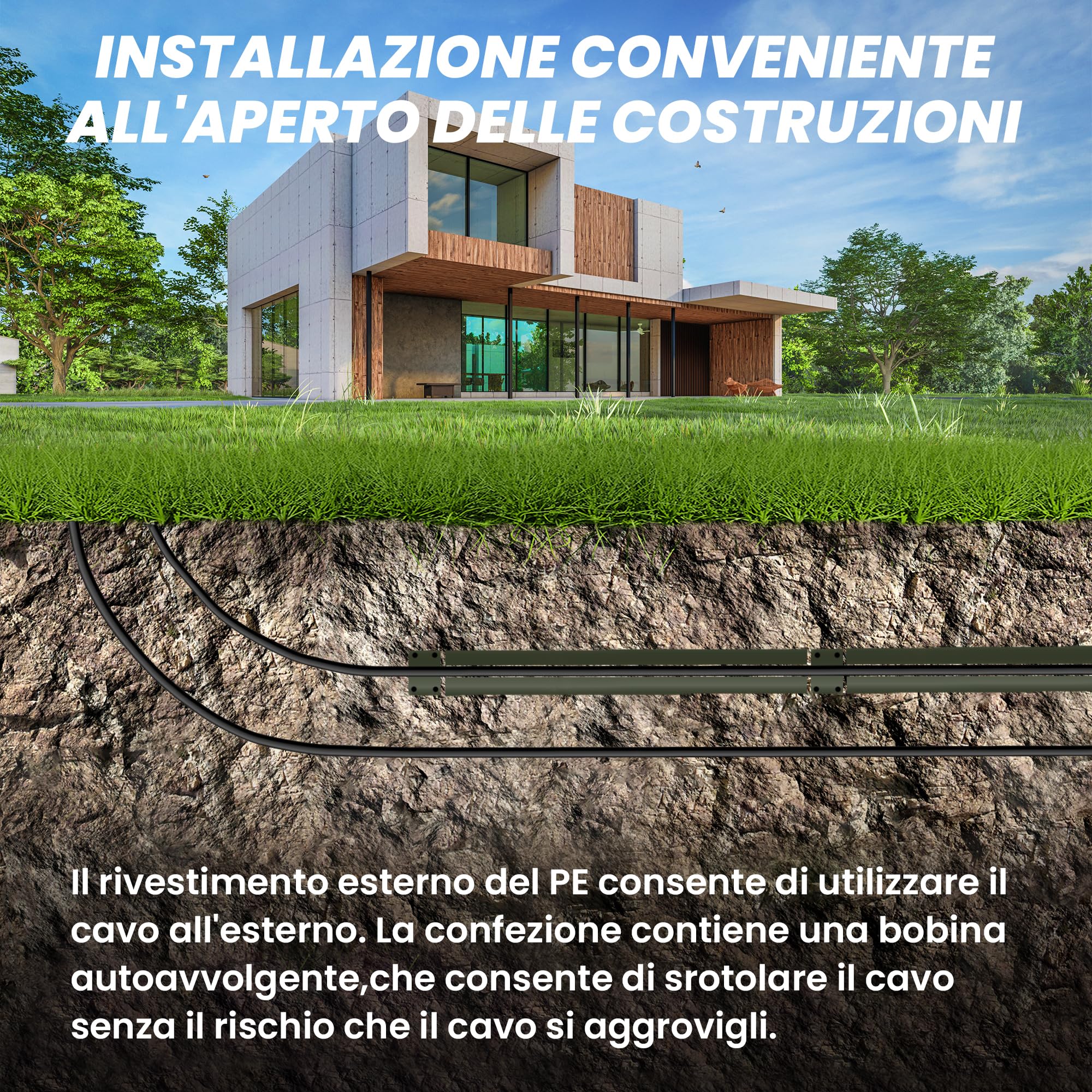 MutecPower 75m Cavo CAT 7 Esterno da impermeabile per uso interramento