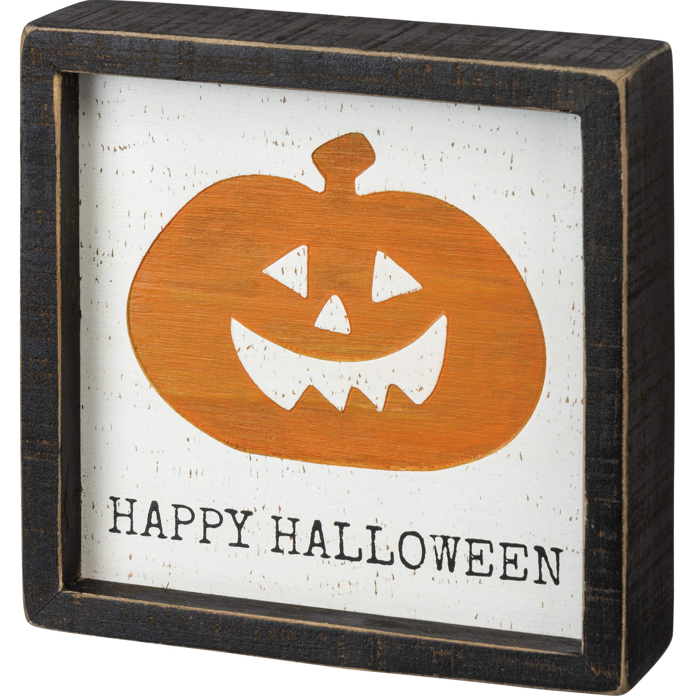Cartel de caja de Halloween Primitives by Kathy con calabaza de madera