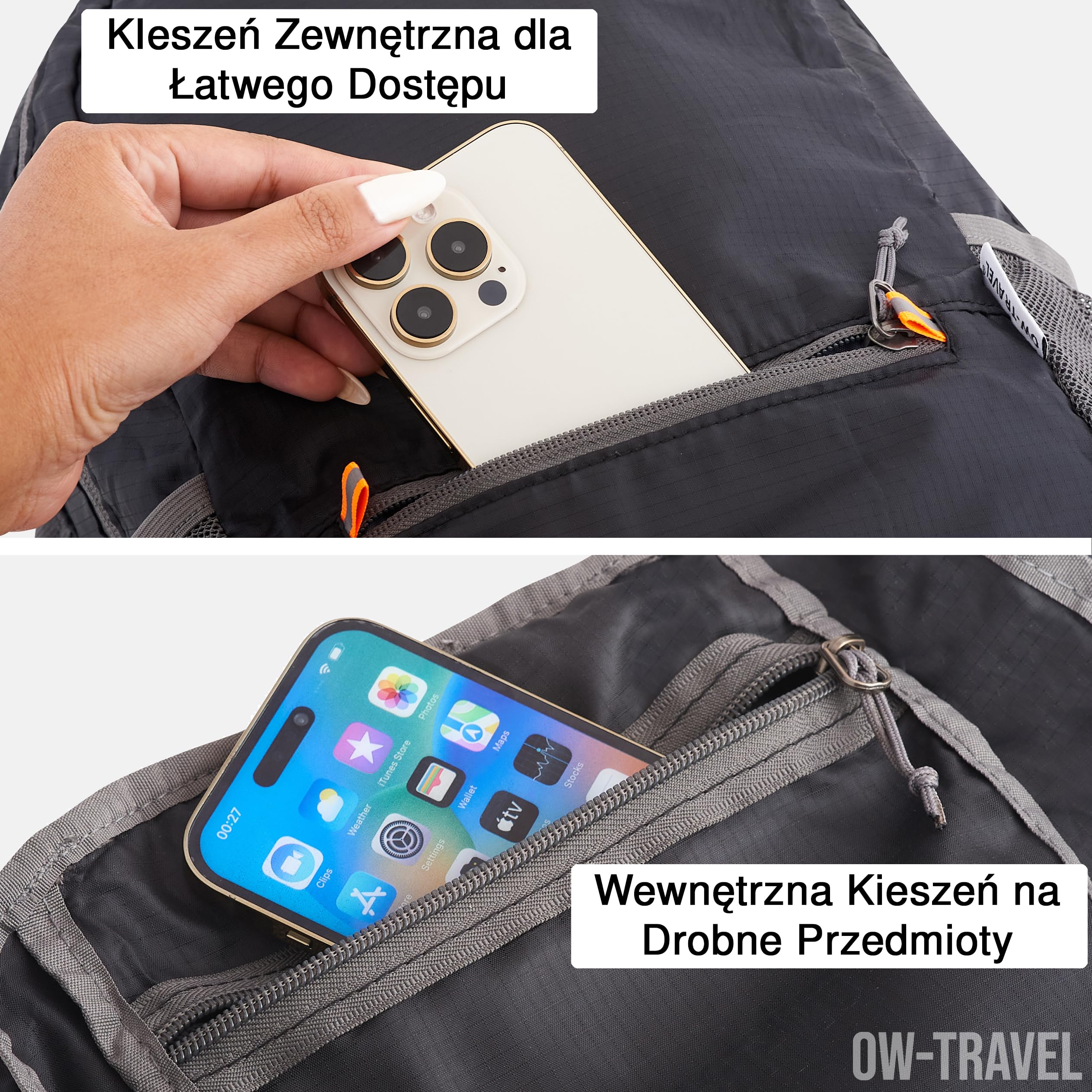 OW-Travel Lekki plecak Składany plecak. Oszczędność miejsca Mały składany plecak Lekkie przechowywanie 20L: Jednodniowe wycieczki, wypady do miasta, zakupy: Niezbędnik na wakacje