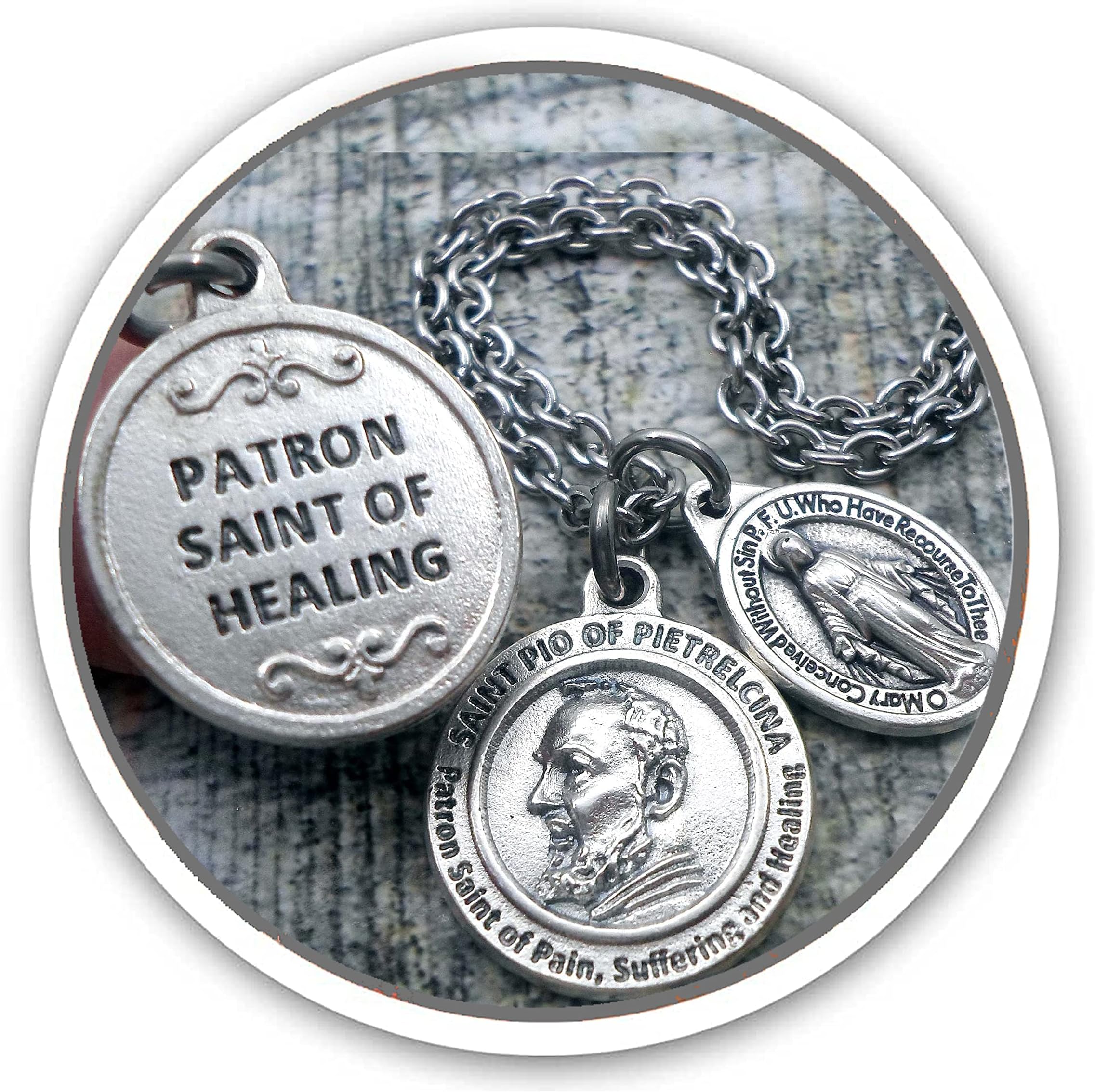 HandmadePatron Saint of Healing, St. Pio of Pietrelcina, Padre Pio, Necklace, Keychain or Clip, Get Well Catholic Jewelry, Customize with Initial or Crystal Birthstone Option, Unisex Gift