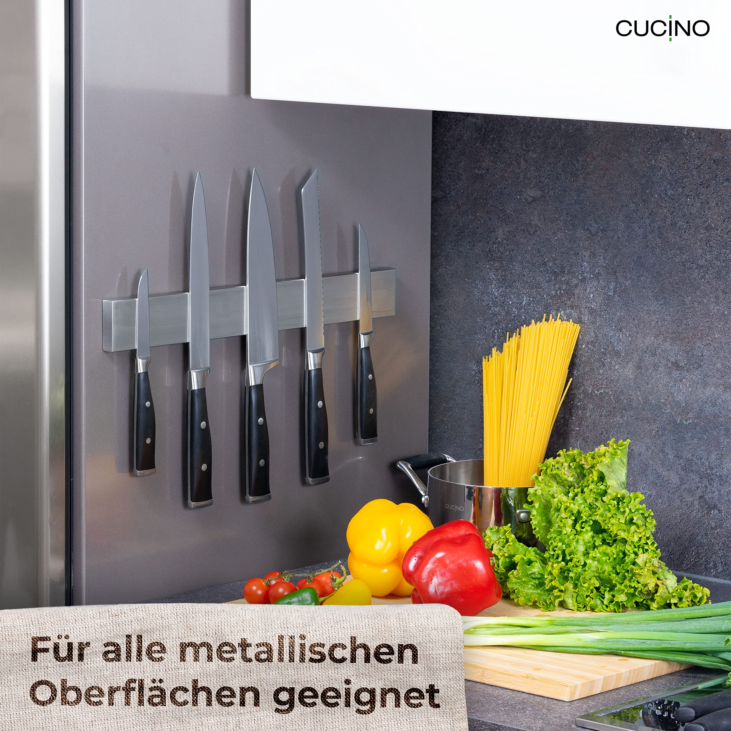 Magnetic Bar Knife con magnete extra forte - Specialmente per il frigorifero, barra magnetica bifacciale in acciaio inox - 40 cm