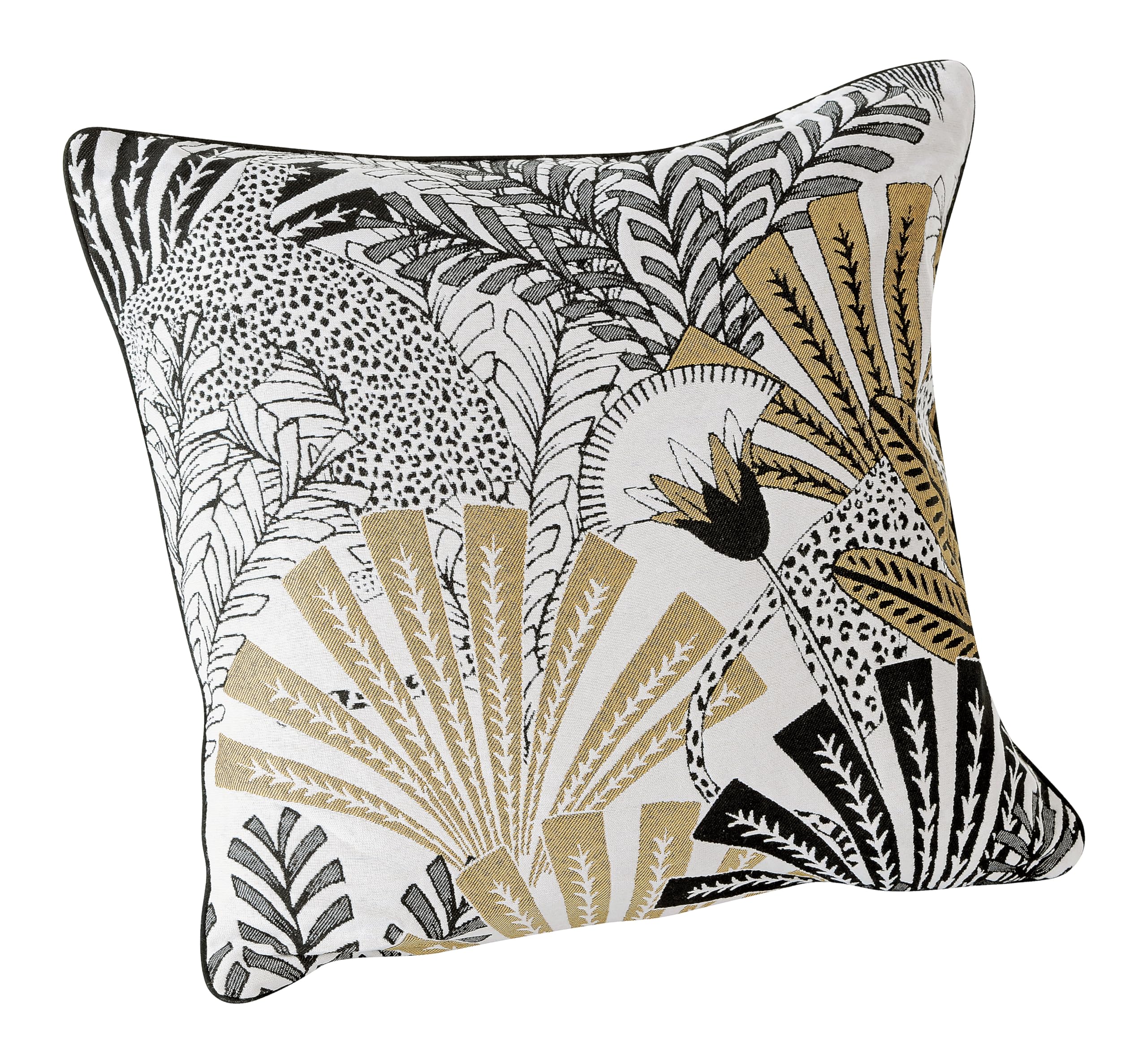 Coussin tropical jaune ocre 45x45 cm pour sublimer votre canapé de salon