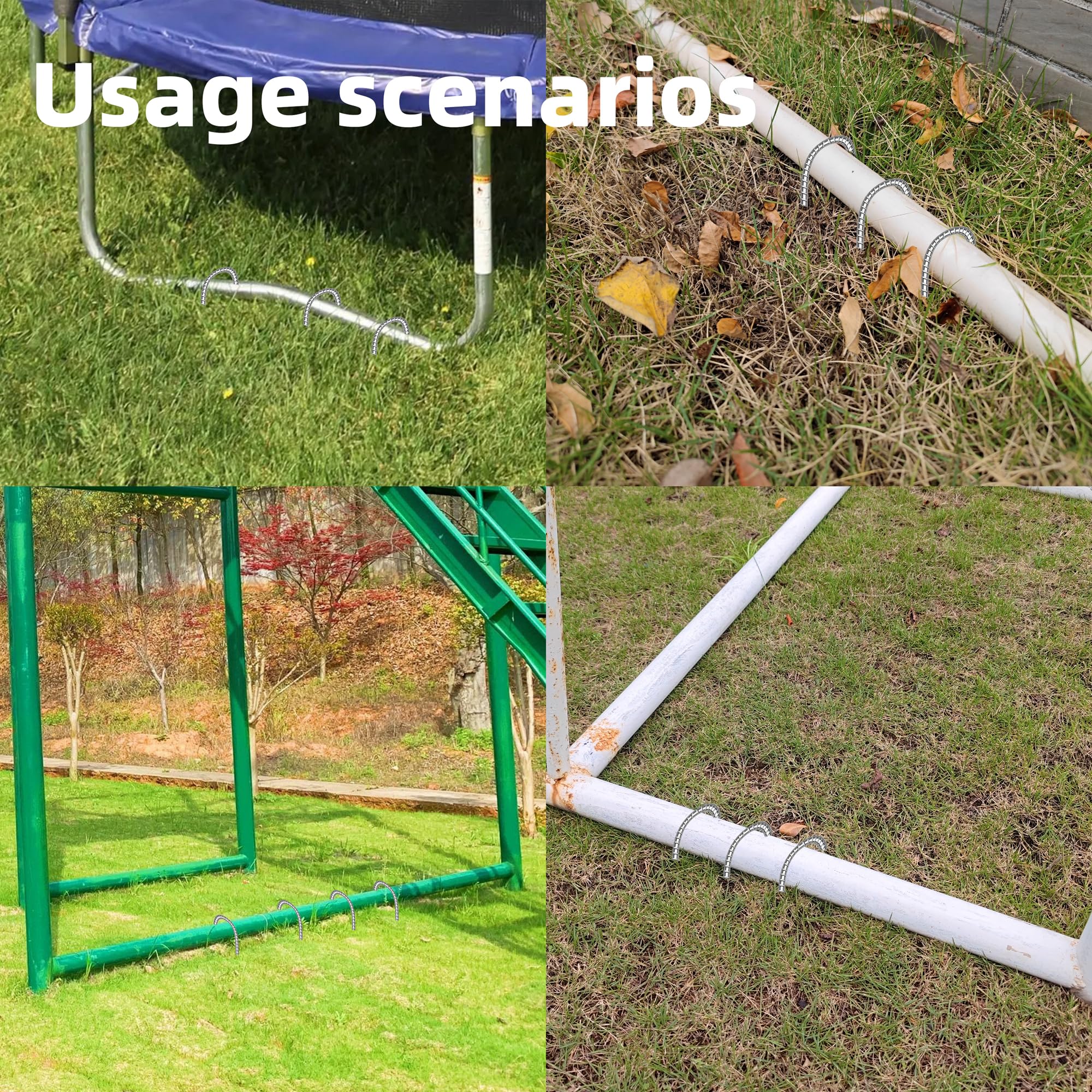 Lot de 10 piquets d'armature de jardin de 40,6 cm en acier galvanisé antirouille en forme de J, ancrages au sol robustes pour tentes, kits de position, clôtures et trampolines en tissu paysager
