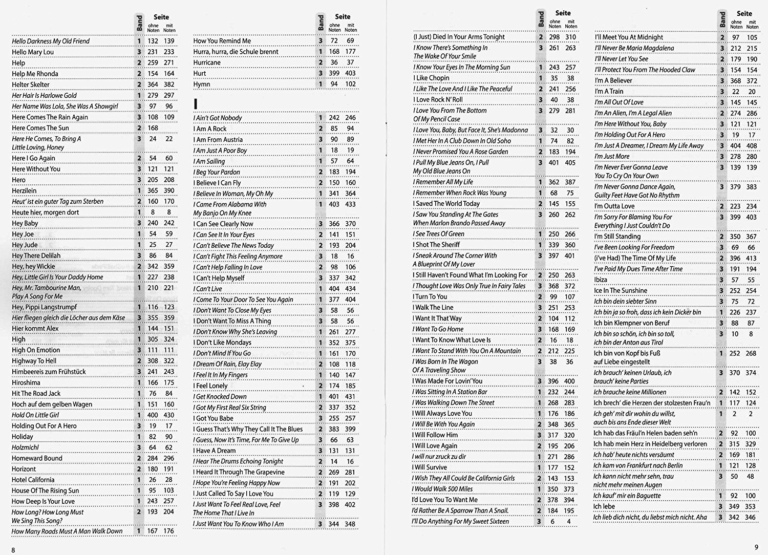 Das Ding 1+2+3+4 - Libro de Canciones con partituras (más de 1600 Canciones) en el Set de Tarjeta de púa © y Extra Total de índice – alfabetizado.