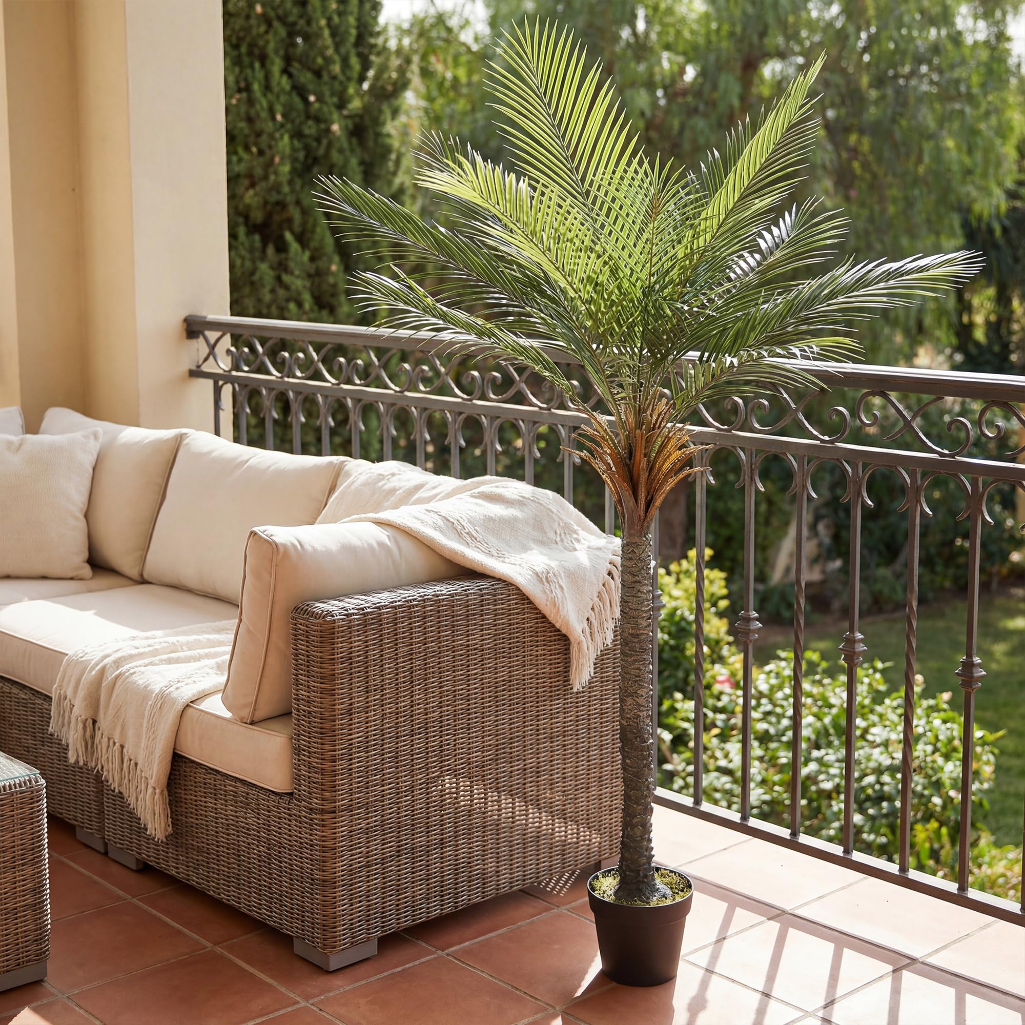 HOMCOM Palmier Artificiel 180 cm Plante Artificielle Tropicale en Pot