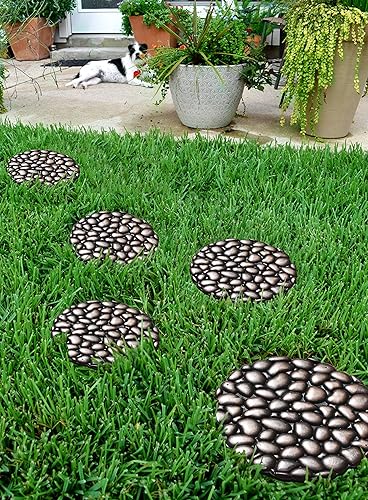 Miniatura 2 de A1 Home Collections A1STEP014 - Tapete de jardín multifuncional, redondo, goma natural, resistente, hermoso diseño acabado a mano, 12 x 12 pulgadas,