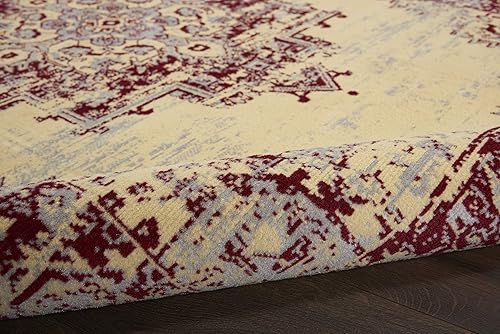 Miniatura 8 de Nourison Grafix - Alfombra persa de 5 pies 3 pulgadas x 7 pies 3 pulgadas, color marfilrosa, moderna, fácil de limpiar, no se desprenden hilos, para