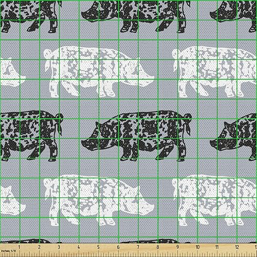 Miniatura 2 de Lunarable Tela de cerdo por The Yard, arte de siluetas de animales salvajes manchados sobre un fondo de tono azul púrpura pálido, tela decorativa