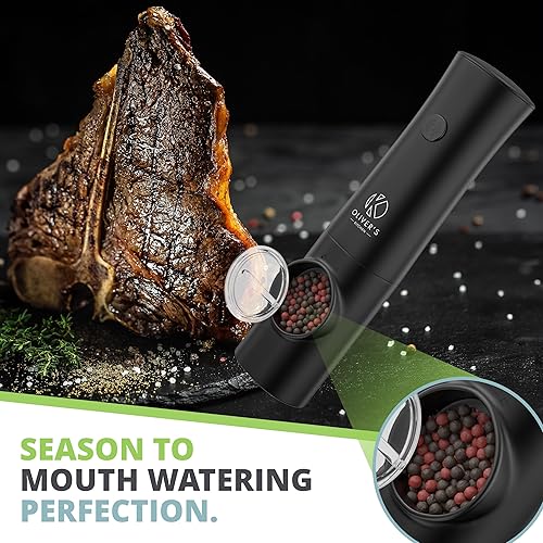 Miniatura 2 de Oliver's Kitchen  Molinillos eléctricos de sal y pimienta, no requiere baterías con base USB-C recargable, fácil operación con 1 toque, grosor