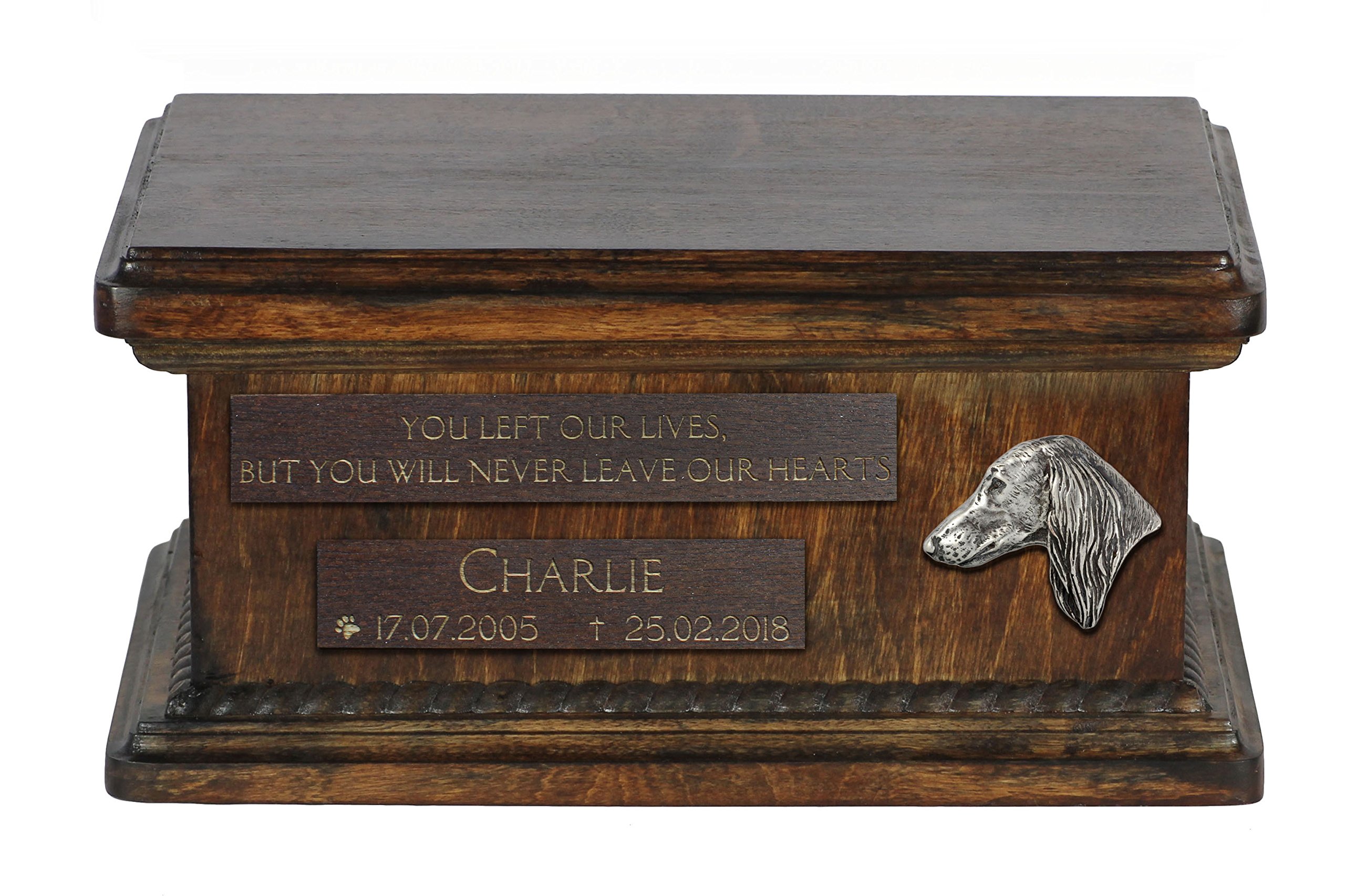 Urne pour cendres de chien Salukis avec portrait en bronze Art-Dog