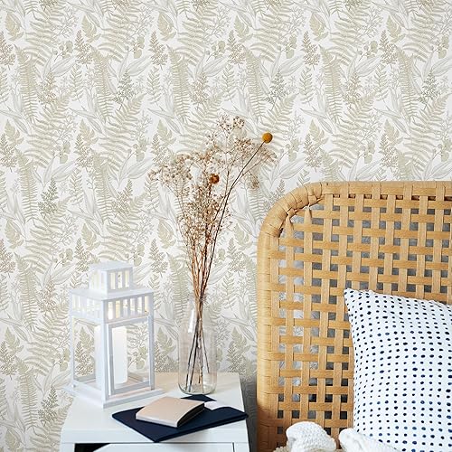 Miniatura 7 de Aniboo Papel tapiz de hojas para despegar y pegar, papel de contacto con hojas para armarios, papel tapiz extraíble, autoadhesivo, papel tapiz de