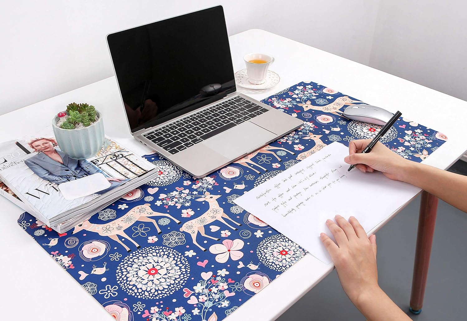 Office Writing Desk Mat Scratching-Proof Desk Protector with Bright Patterns, 31.5” x 15.7” YSAGi Ultra Thin Waterproof PU Leather Mouse Pad, Ideal for Table Cover, Computer Keyboard, PC