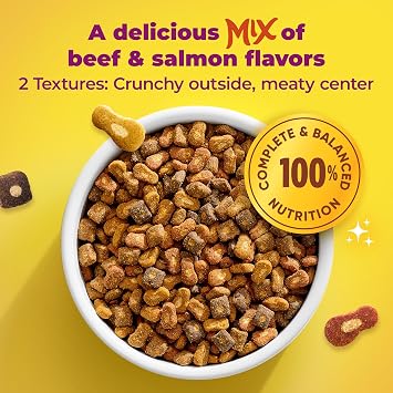 Meow Mix Tender Centers, Dry Cat Food, Beef & Salmon Flavors, 4 Bags