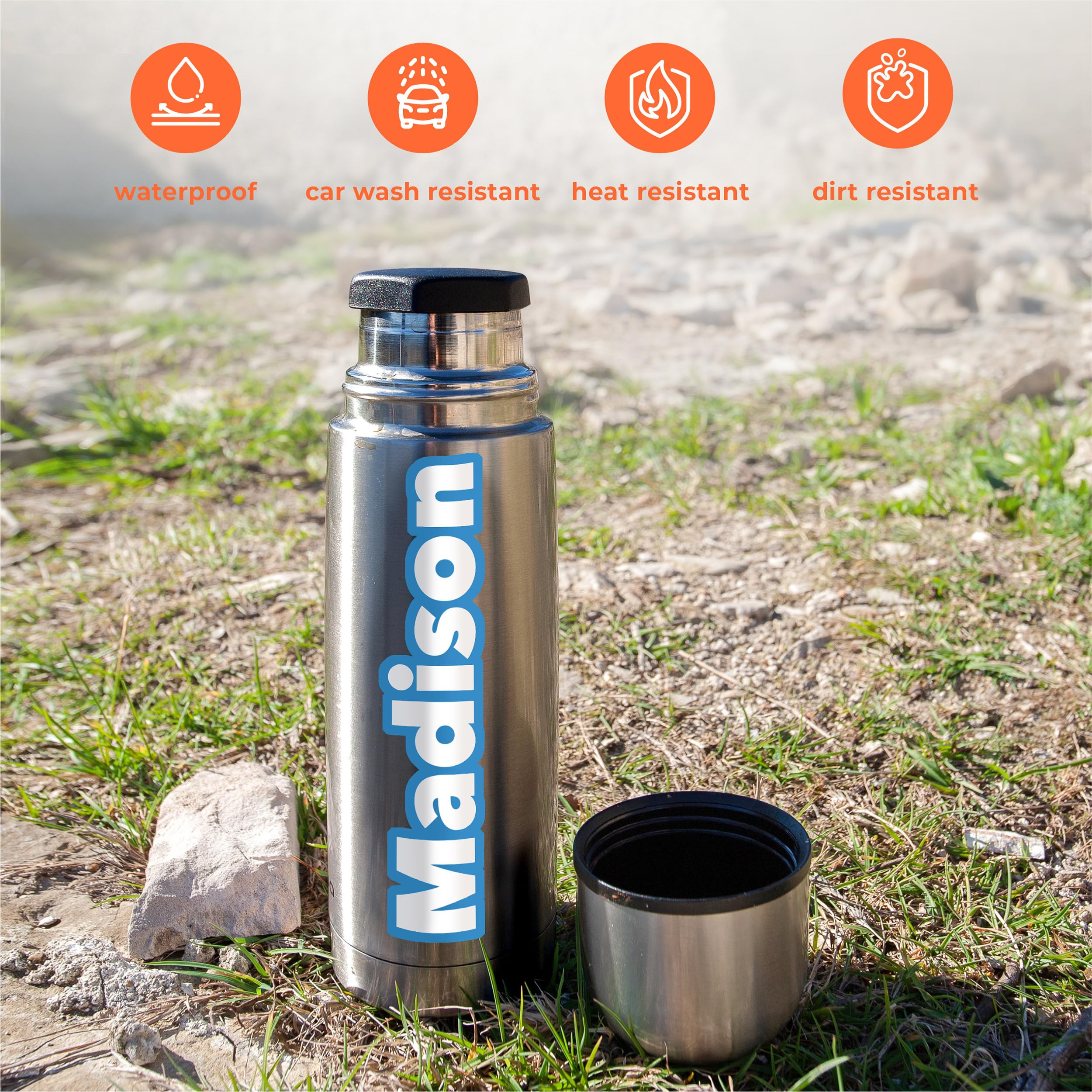 Custom Name Stickers - Custom Vinyl Lettering Decal for Cups, Laptop, Water Bottles - Waterproof Personalized Name Stickers Labels - Custom Vinyl Name Stickers with Size 1.6x5 inches