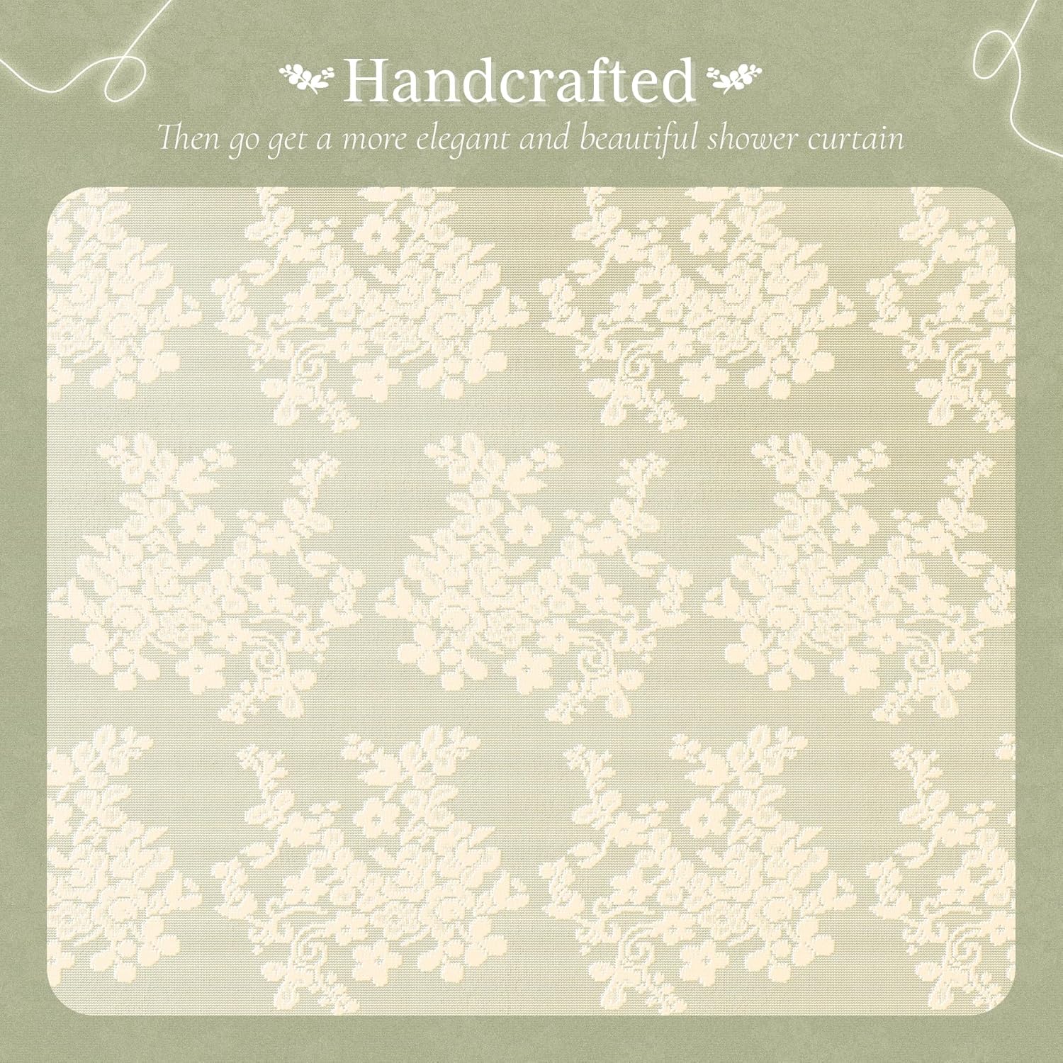 Bathway Beige Lace Shower Curtain 72x72 Inches, Girly Sheer Vintage Boho Farmhouse Cute Rustic Decorative Lace Shower Curtains for Bathroom, Room dividers, Party Backdrop