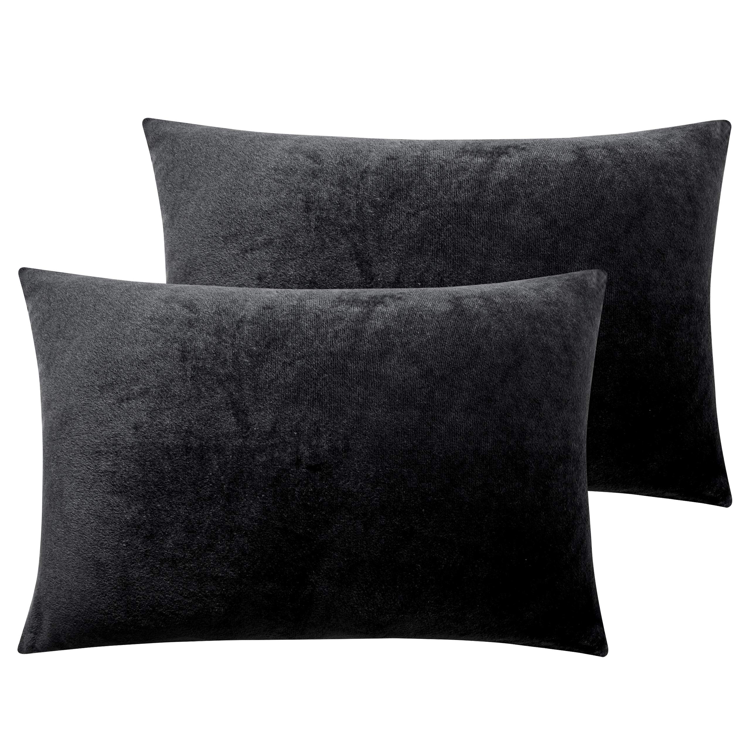 NTBAY Toddler Velvet Pillowcases, Set of 2, Zipper, Black