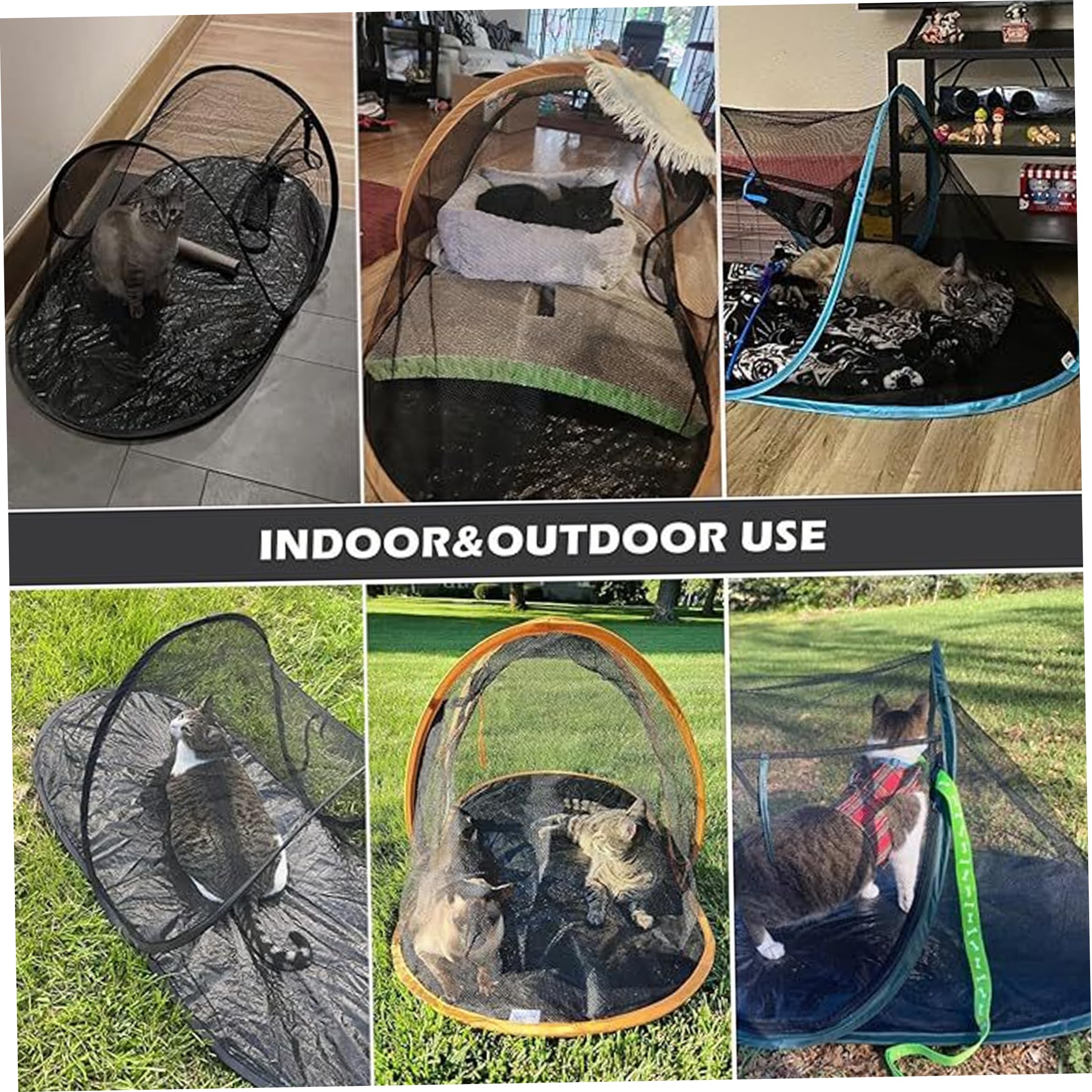 Outdoor-Katzenzelt, tragbares, faltbares Katzen-Außengehege, Stabiler Haustier-Laufstall für Katzen und Hunde, Schwarz.