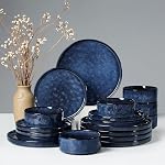 HaWare Dinnerware Sets, 18-Piece Plates and Bowls Set, Stoneware Dish Set for 6, Ceramic Dinnerware for Home Restaurant, Chip and Scratch Resistant, Microwave and Dishwasher Safe, Matte Black