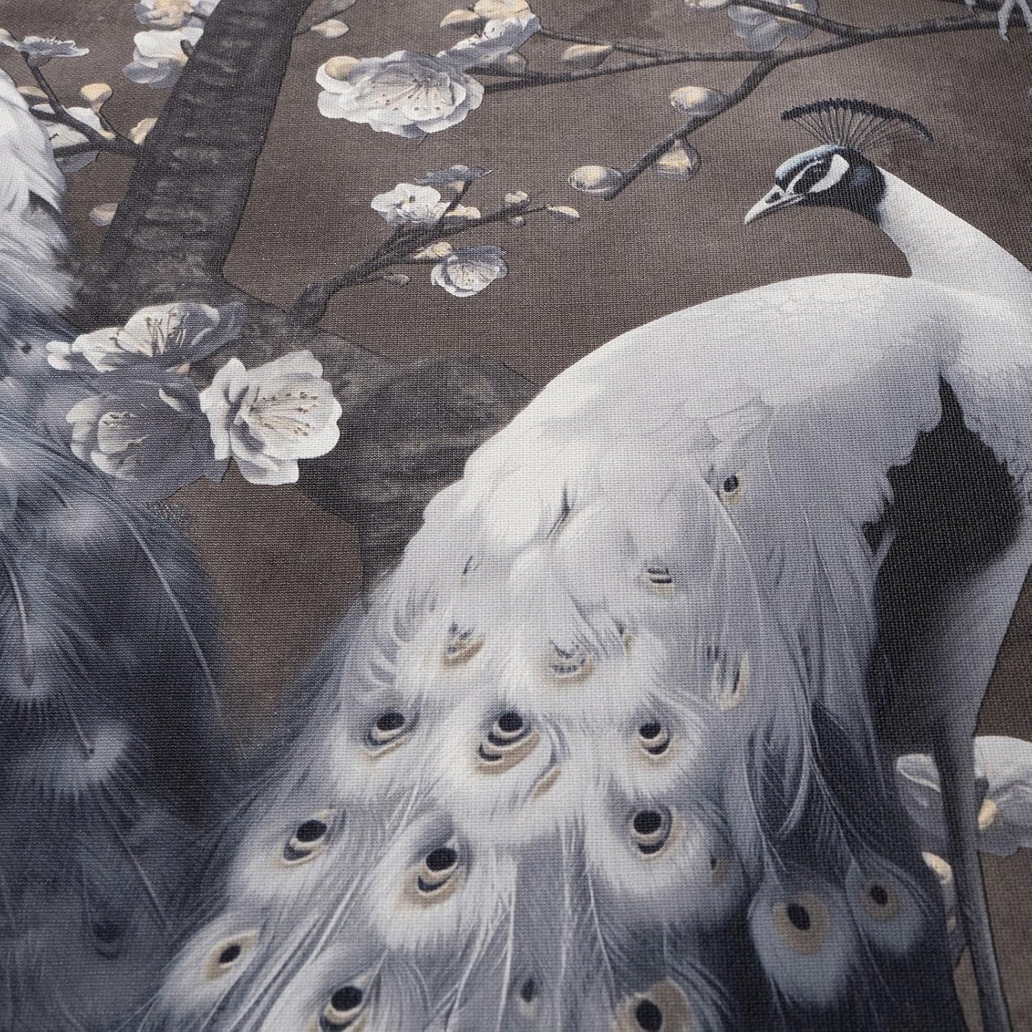 Play of Light Peacock Bird Textured Vinyl Wallpaper Charcoal Erismann 10414-15