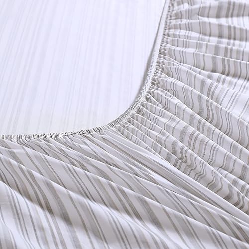 Miniatura 3 de Tommy Bahama - Juego de sábanas de algodón percal frescas y suaves para decorar el hogar con elegancia (modelo de rayas grises Kahanu Stripe, tamaño