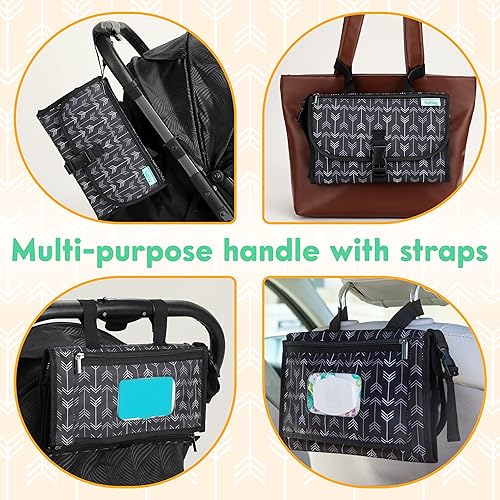 Miniatura 3 de Kopi Baby Cambiador de pañales portátil, bolsa de viaje con bolsillo para toallitas, cambiador portátil de diseño inteligente, kit de estación de