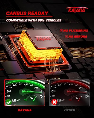 Miniatura 6 de KATANA Bombilla 9007, bombilla HB5 400% 16000LM 70W 6500K blanco Plug and Play Mini tamaño bombilla antiniebla de 2