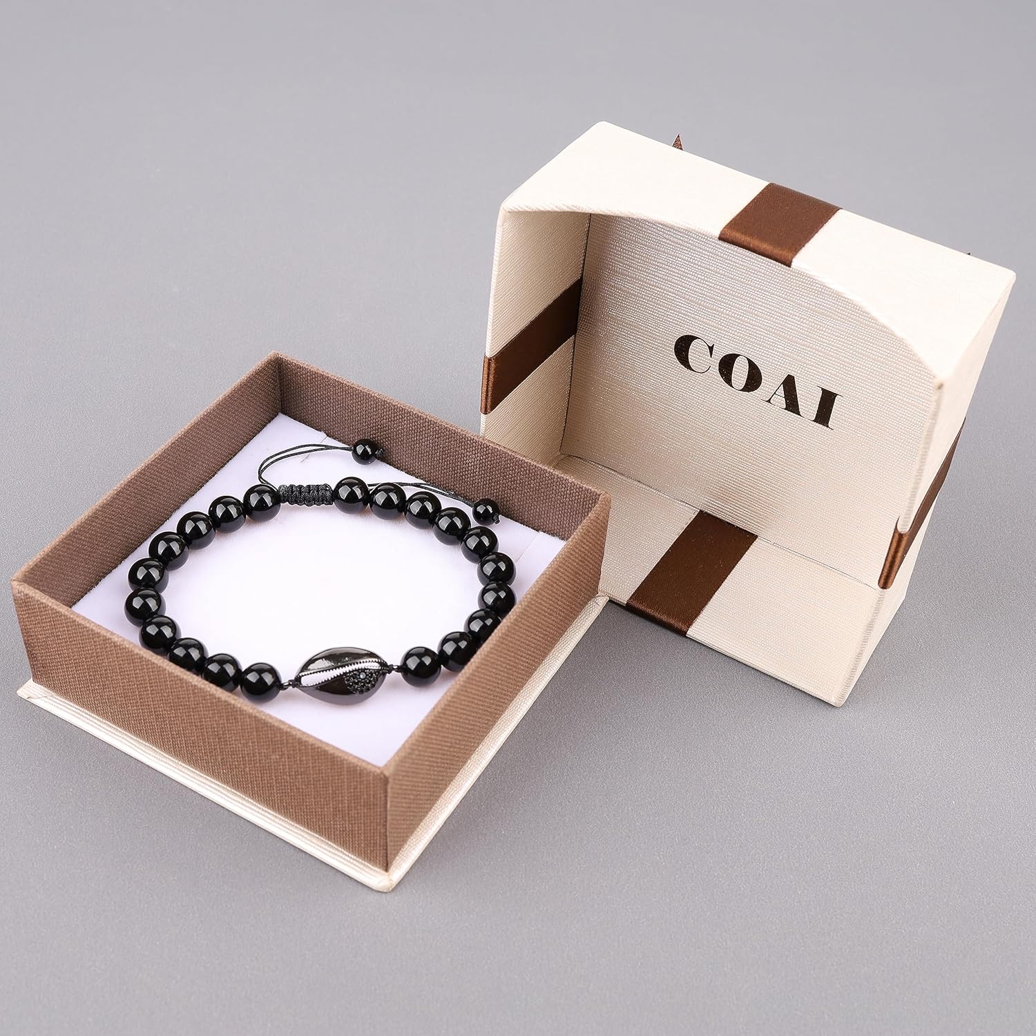 COAI Shell Charm Black Tourmaline Bracelet for Women, Crystal Bracelet for Women