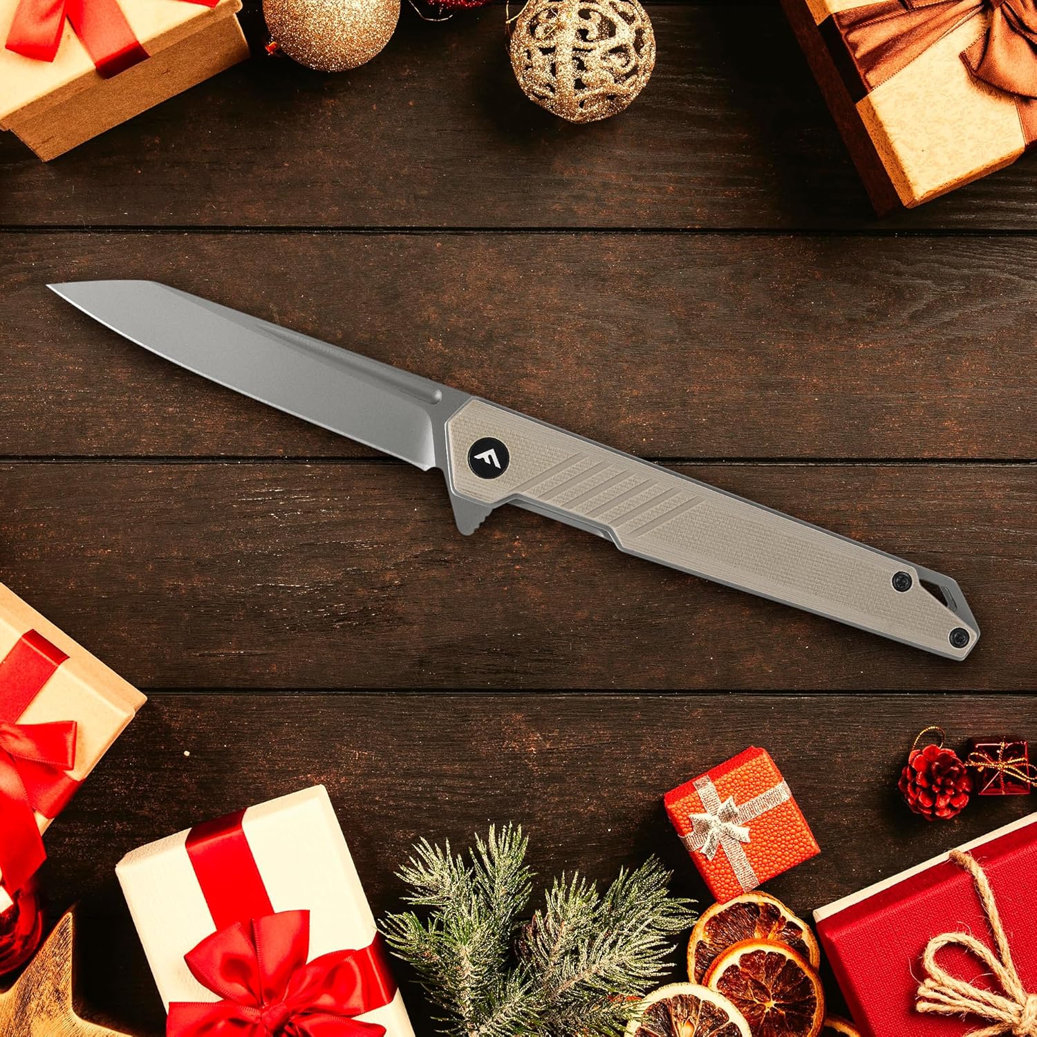 FLISSA Folding Knife, Pocket Knife with D2 Steel Blade, G10 Handle, Pocket Clip, Lightweight for Tactical, Camping, Hiking, Hunting, EDC, Daily Use, Outdoor Activities(Brown)