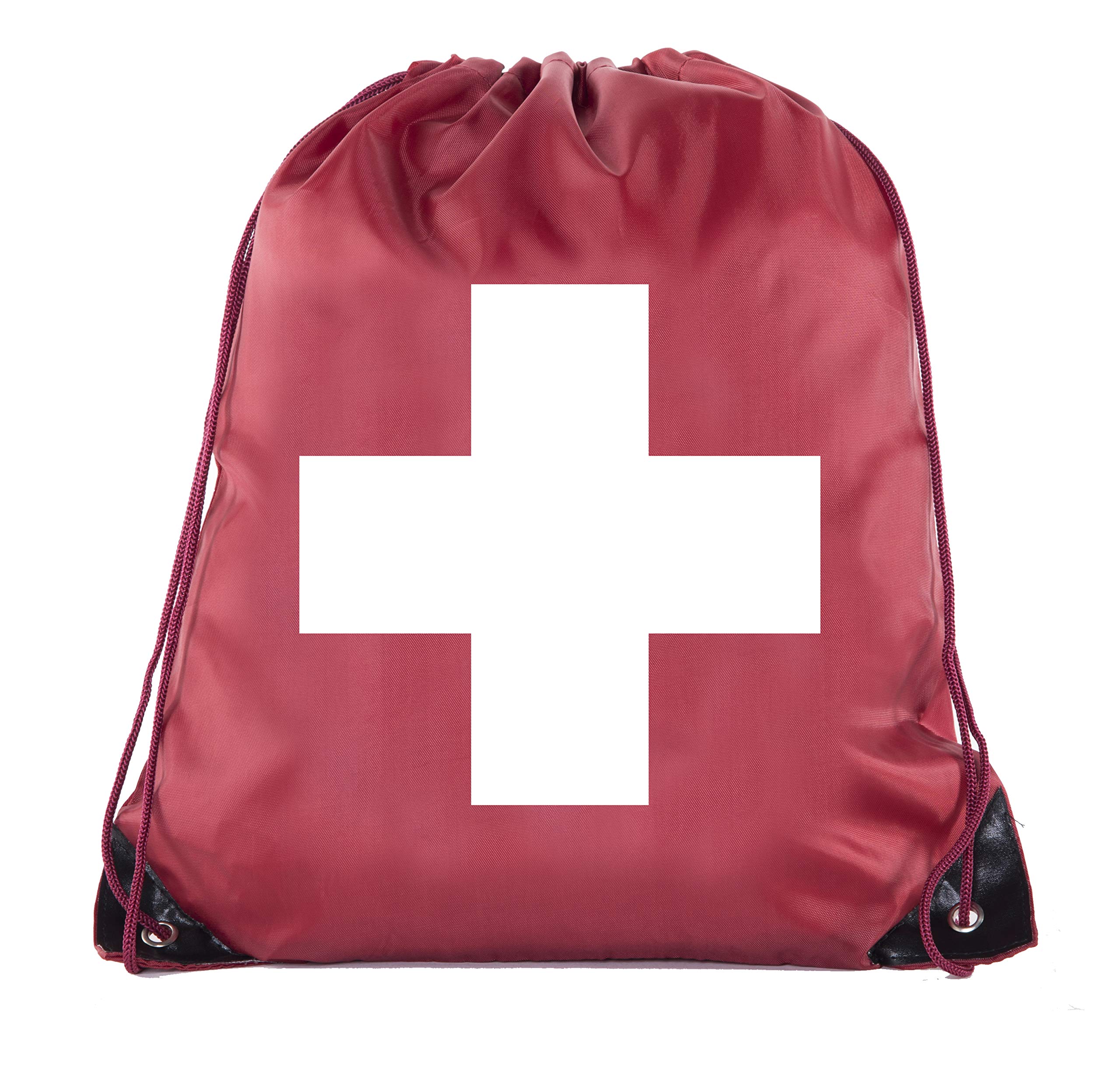 Mato &amp; Hash First Aid Backpack Drawstring Medical Bag for Emergencies or Epi Pen &amp; Medicine - 6PK Maroon CA2500FirstAid S5
