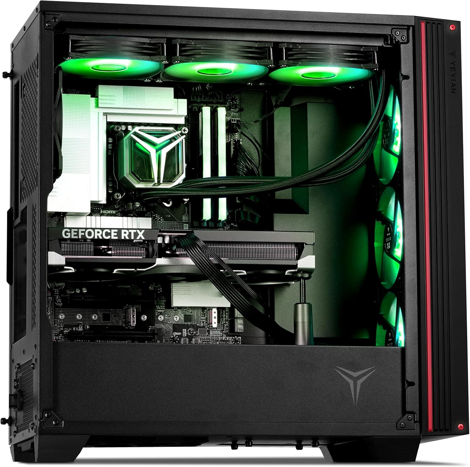 YEYIAN Gaming PC Intel Core Ultra 7 265KF, RTX 5080 16GB GDDR7, Mirage S Desktop Computer VR & AI Ready, 32GB DDR5 6000MHz, 2TB NVMe Gen4 SSD, Z890 MB, AIO 360mm, Win 11 Home Pre Built Tower PC