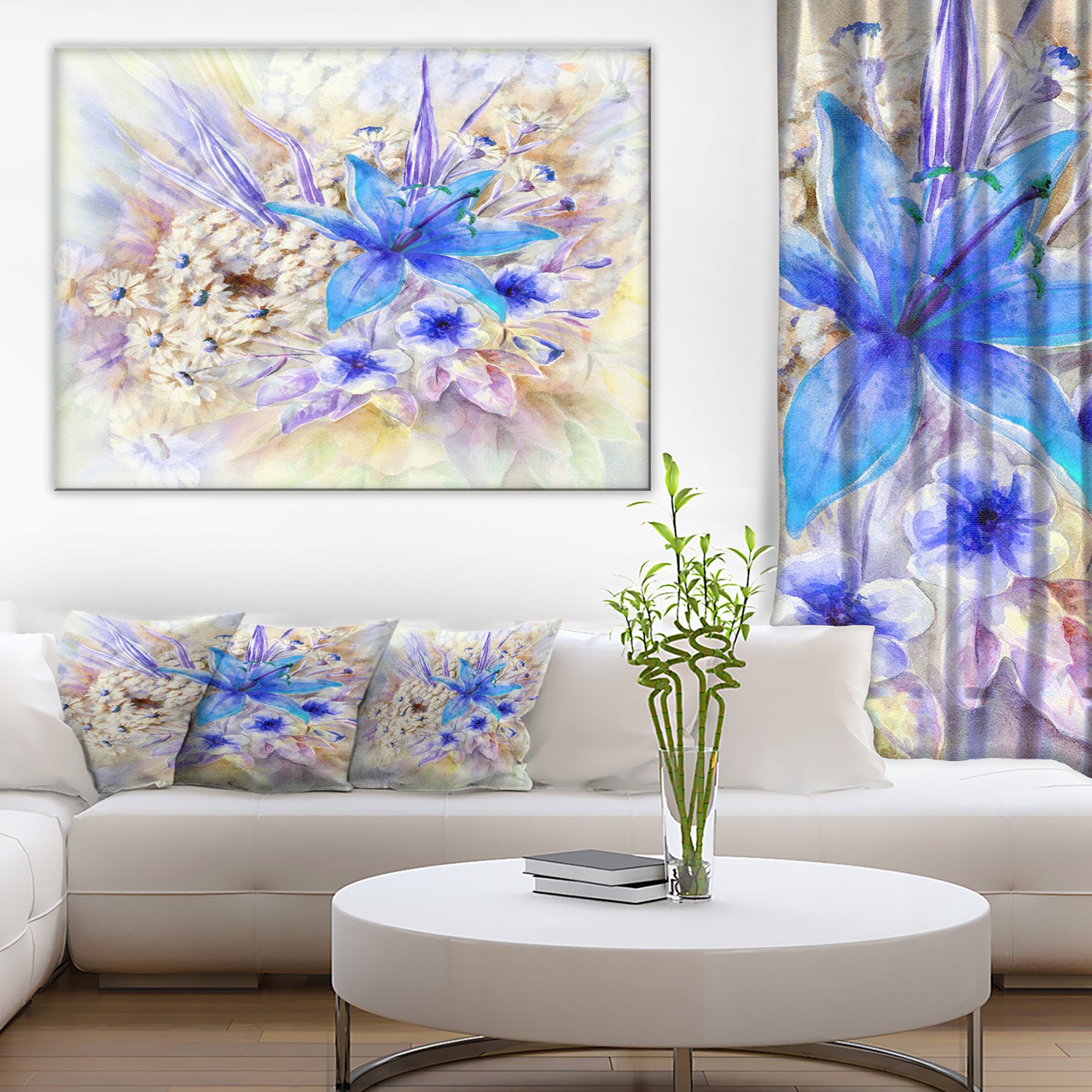 Flowers Leaves Watercolor Art Floral Art Canvas Print