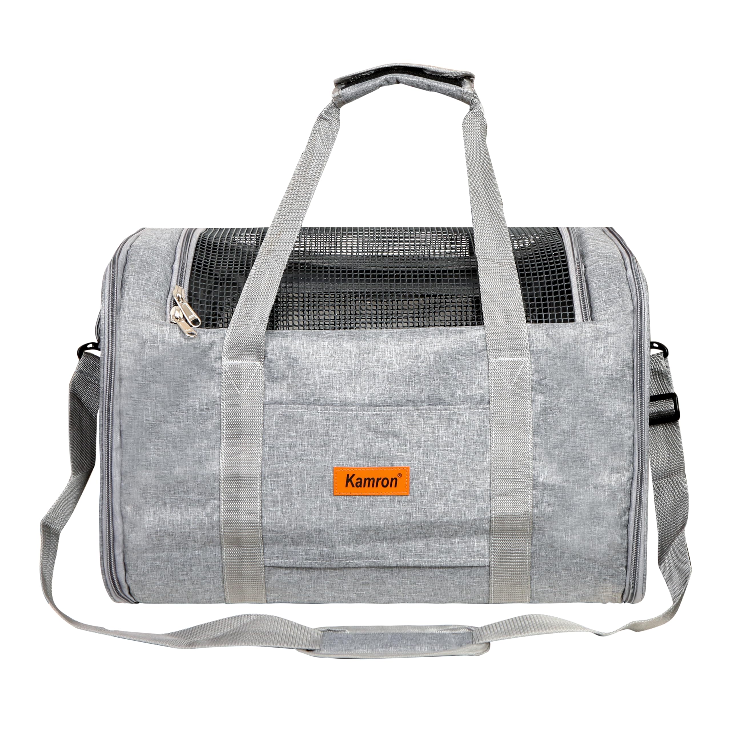 Kamron Dog Carrier, Cat Carriers, Pet Carrier for Small Medium Dogs Cats Puppies Collapsible Soft Sided Travel Puppy Carrier Bag Airline Approved (Grey)